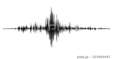 Earthquake seismograph wave. Seismic activity vibration level or earthquake pulse amplitude. Geology science vector seismogram, audio or sound waveform, music record equalizer data 103469445