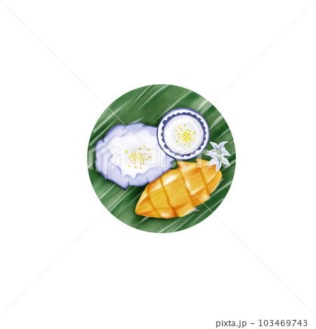 Mango Sticky Rice, famous desserts of Thailand, hand draw, element, Thai food, dessert, mango, sweet Mango Sticky Rice, famous desserts of Thailand, hand draw, element, Thai food, dessert, mango, sweet 103469743