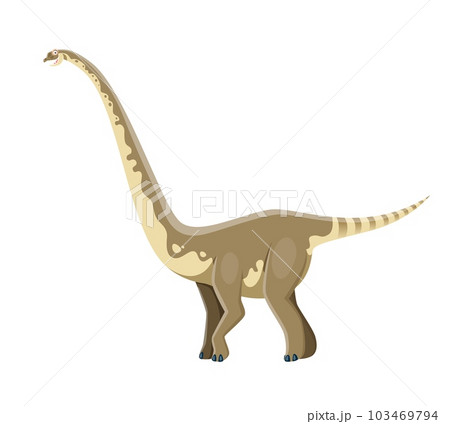Cartoon Omeisaurus dinosaur character. Extinct creature, ancient wildlife monster or prehistoric lizard. Paleontology animal with long neck, Jurassic era herbivorous dinosaur cute vector personage 103469794