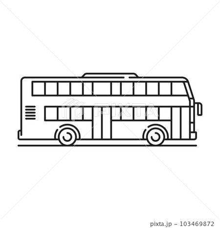School bus line icon passenger tour transport sign. Vector double decker tourist vehicle, fast delivery sign. Tour bus logo, public city transport sign 103469872