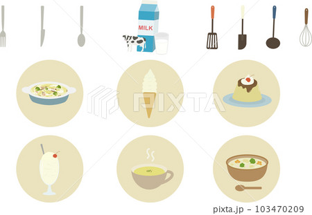牛乳料理のイラストセット 牛乳料理のイラストセット 103470209