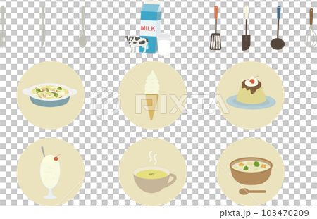 牛乳料理のイラストセット 牛乳料理のイラストセット 103470209