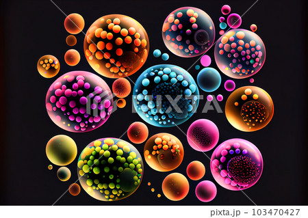 abstract background of colored bubbles. Generative AI 103470427