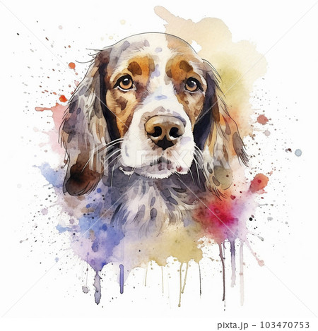 ＃犬の水彩風イラスト「AI生成画像」 103470753