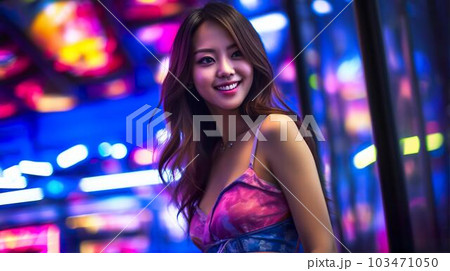 クラブ・パーティーで夜遊びをするパリピの女性（Generative AI） 103471050