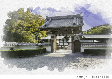 水彩画風 岡崎城 二の丸能楽堂 愛知県岡崎市 水彩画風 岡崎城 二の丸能楽堂 愛知県岡崎市 103471116