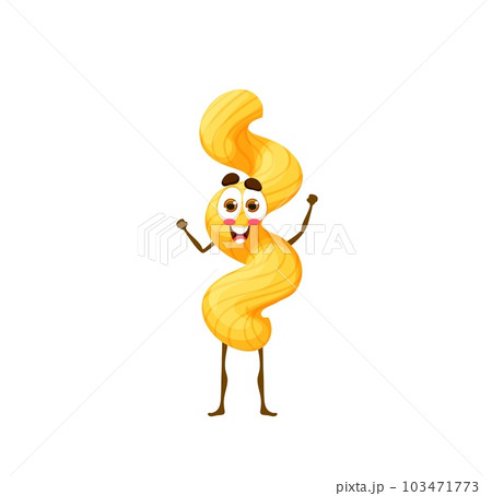 Cartoon cavatappi pasta character. Isolated vector comic noodle dish personage with happy smile on face. Lively Italian cuisine emoticon for restaurant menu, cook book recipe, kids book or game Cartoon cavatappi pasta character. Isolated vector comic noodle dish personage with happy smile on face. Lively Italian cuisine emoticon for restaurant menu, cook book recipe, kids book or game 103471773