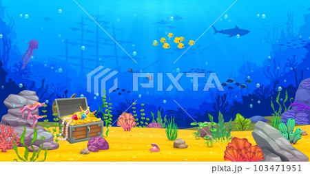 Game level, underwater landscape with pirates... - Stock ...