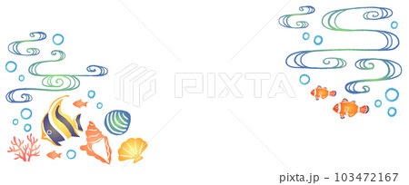 貝殻と熱帯魚のイラスト　フレーム 103472167