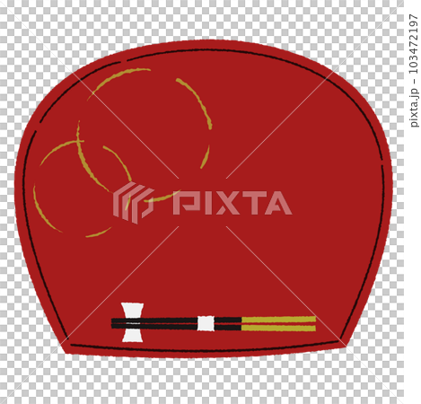 Hand-drawn vector illustration of a red lacquered tray with a golden round pattern and chopsticks Hand-drawn vector illustration of a red lacquered tray with a golden round pattern and chopsticks 103472197