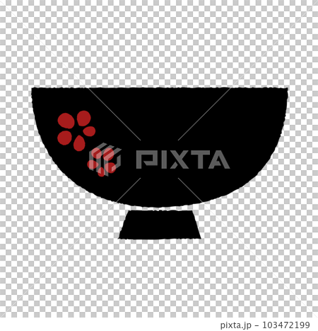 紅梅花紋黑漆碗手繪矢量圖 103472199