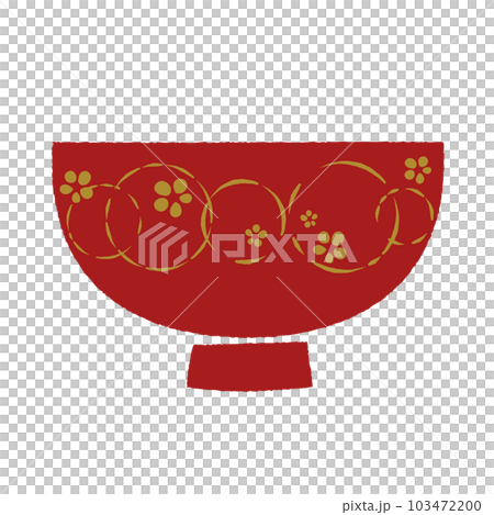 金梅花紋紅漆碗手繪矢量圖 103472200