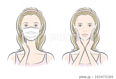 スキンケアをしている女性のベクター イラスト 103473104