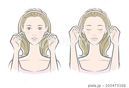 スキンケアをしている女性のベクター イラスト 103473108