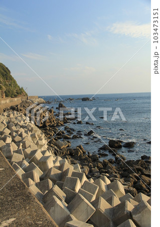 海岸にテトラポットのある風景 海岸にテトラポットのある風景 103473151