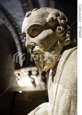 Statue detail in the Santiago de Compostela Cathedral, Galicia, Spain 103473651