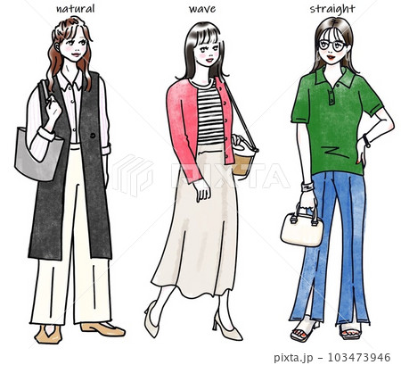 骨格診断タイプ別初夏の女性3人 103473946