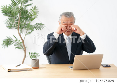 ビジネス　シニア男性　眼精疲労 103475029