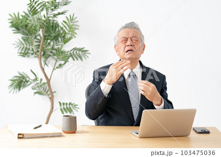 ビジネス　シニア男性　眼精疲労 103475036