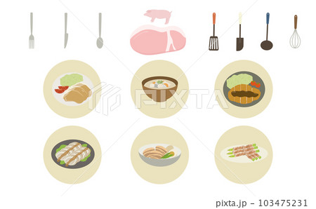 豚肉イラストセット 103475231