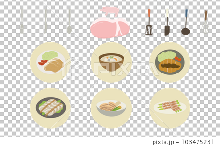 豚肉イラストセット 103475231