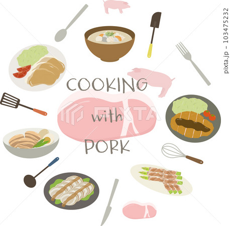 豚肉料理イラストセット 103475232