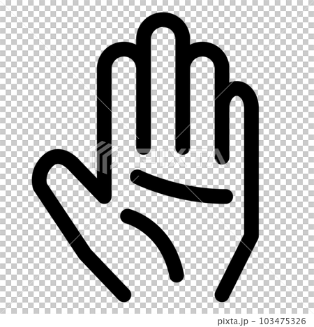 生体認証、手、手のひら、掌紋を表すラインスタイルのアイコン 103475326