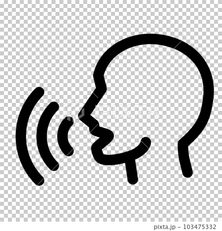 生体認証、声、音声、声紋を表すラインスタイルのアイコン 103475332