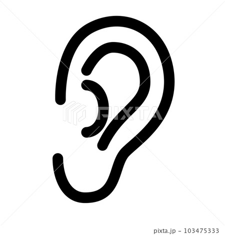 生体認証、耳、耳介を表すラインスタイルのアイコン 103475333