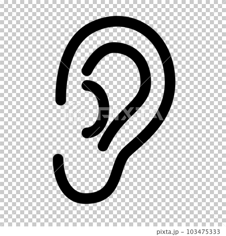 生体認証、耳、耳介を表すラインスタイルのアイコン 103475333