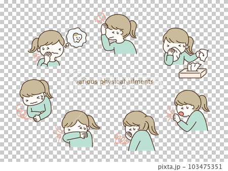 Illustration set of various poor health women 103475351