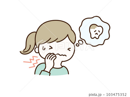 虫歯の痛みに耐える女性のイラスト 103475352