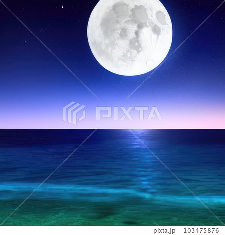 《AI画像》満月と海 103475876