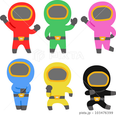 ポーズを取るレンジャーのデフォルメイラスト ポーズを取るレンジャーのデフォルメイラスト 103476399