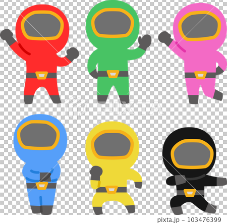 ポーズを取るレンジャーのデフォルメイラスト ポーズを取るレンジャーのデフォルメイラスト 103476399