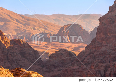 The Siq red rocks, canyon of Petra, Jordan 103477532