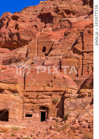 Facades Street in ancient city of Petra, Jordan 103477536