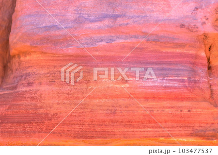 Sandstone rock and mineral layers in Petra, Jordan 103477537