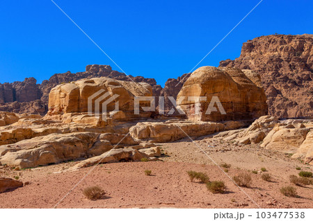 Petra, Jordan sandstone rocks landscape Petra, Jordan sandstone rocks landscape 103477538