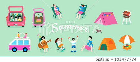 Collection of scrapbooking elements for camping Collection of scrapbooking elements for camping 103477774