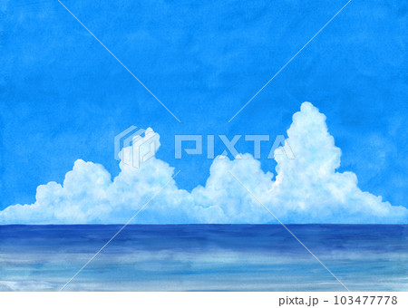 夏雲と海の水彩画のイラスト素材 [103477778] - PIXTA