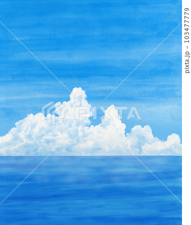 夏雲と海の水彩画のイラスト素材 [103477779] - PIXTA