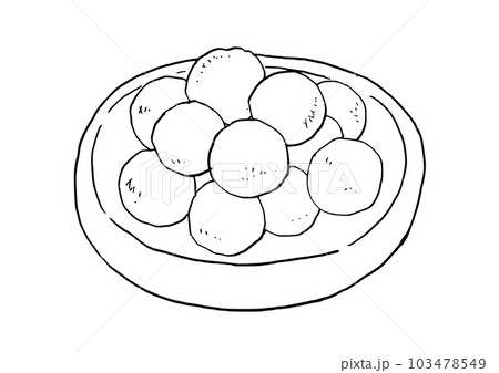 福島名物　味噌かんぷら　スケッチ　線画イラスト 103478549
