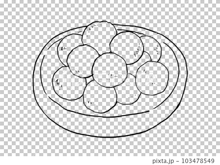 福島名物　味噌かんぷら　スケッチ　線画イラスト 103478549