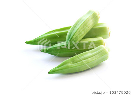 fresh okra on a white background 103479026