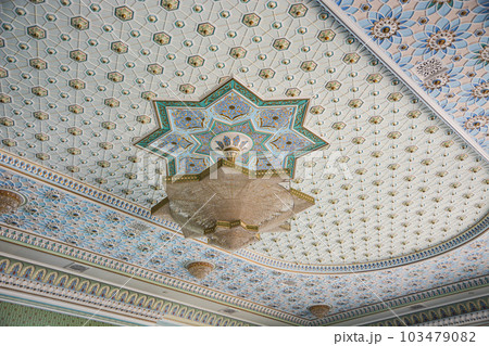 Hazrati imam comlex. Close up view of the madrasah. Islam building in Uzbekistan. 103479082