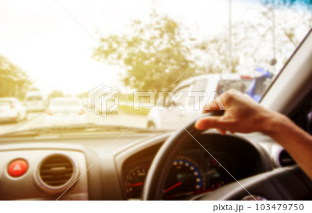 Blurred row of car on evening treaffic jam hour and copyspace 103479750
