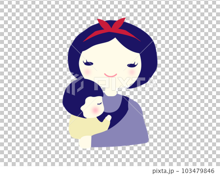 赤ちゃんを抱っこして育児をしているかわいいお母さん 103479846