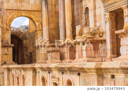 Amphitheater South Theatre in Jerash, Jordan 103479943