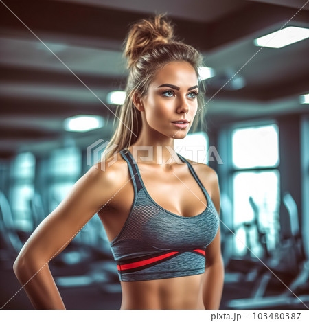 portrait of a young attractive fit woman in the - Stock Illustration